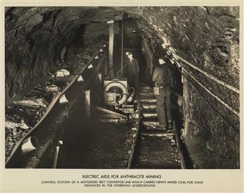 (READING, PENNSYLVANIA--COAL MINING) Collection of 28 photographs surveying the industry of anthracite mining in Reading, highlighting